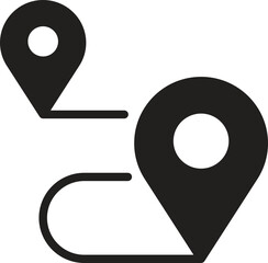 location, map, address icon Location markers indicating navigation paths.