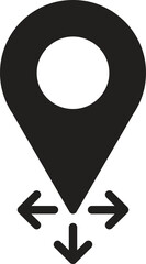 location, map, address icon Location pin icon with directional arrows indicating movement.