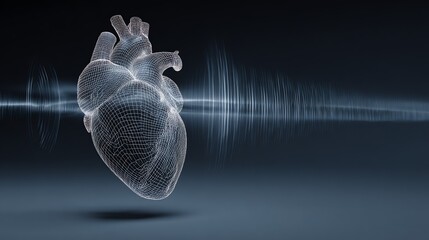 A digitally rendered anatomical heart is depicted against a backdrop of sound waves, symbolizing the rhythm of life and the vital connection between the body and its functions.