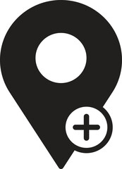 location, map, address icon Location pin icon with a plus sign indicating addition.