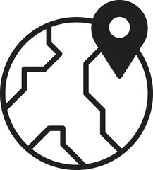 location, map, address icon Minimalist globe icon with a location pin.