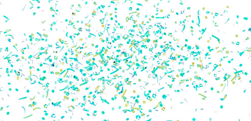 A celebratory image featuring teal and gold confetti falling on a white background. Perfect for party invitations, celebrations, and festive de