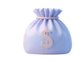 Light purple money bag with a dollar sign