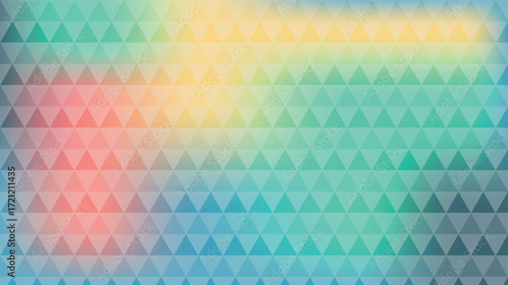 Poster Modern abstract background featuring colorful gradient triangles with a soft pixelated effect, creating a stylish geometric design ideal for digital art, covers, and creative projects