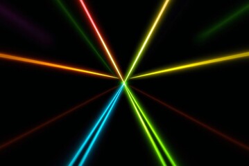 neon rays vector In Black background