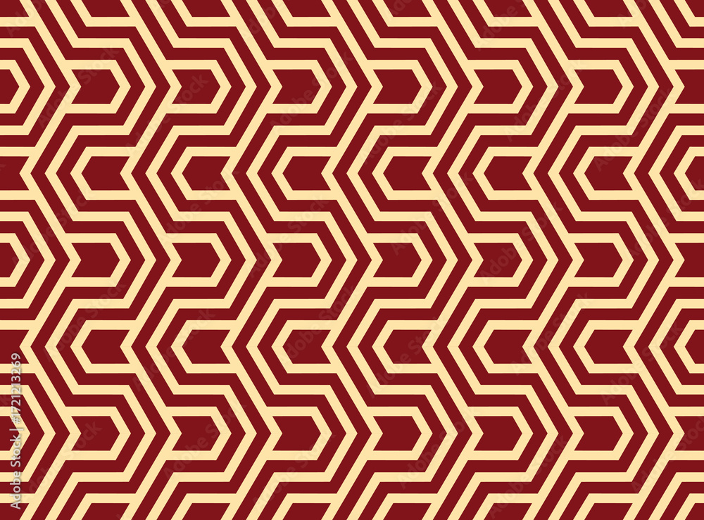 Poster abstract geometric pattern with stripes, lines. seamless vector background. golden and red ornament.