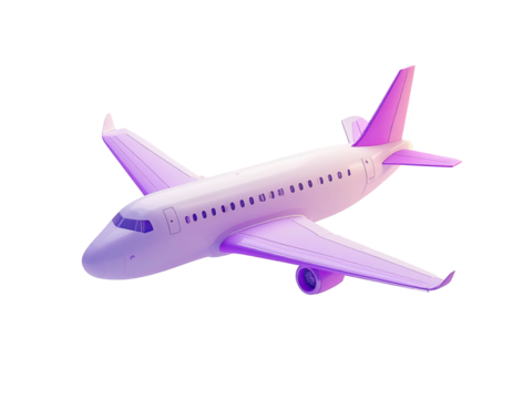 Pastel-colored airplane, 3D model, isolated