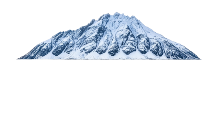 A majestic snowcovered mountain range isolated on transparent background, a winter wonderland