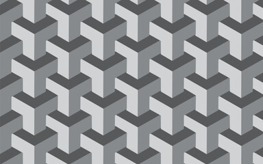 Geometric 3d optical illusion pattern with repeating cubic shapes and isometric perspective