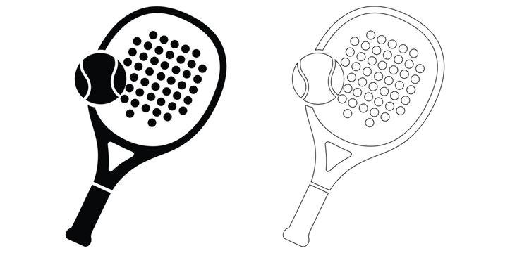 Padel racket and ball ready for a friendly match,Padle Tennis logo, padle club logo, padle racket and ball logo icon vector 