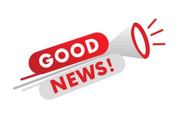 Vector art design text Good news with speaker. Banner design for company information sign.