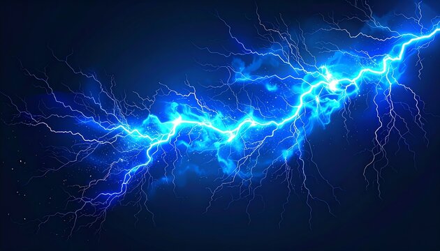 Electric blue lightning energy burst creates a powerful visual of glowing electricity and dynamic energy against a dark background.