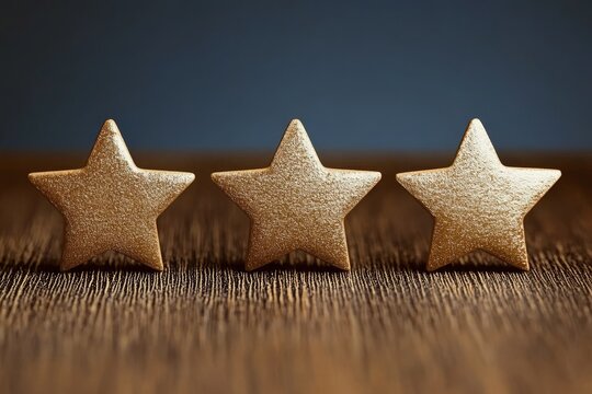 Triple Achievement Awards Celebrating Excellence and Success with Golden Star Badges of Recognition