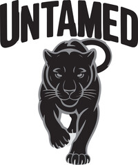Black Panther Head with Untamed Text Design 