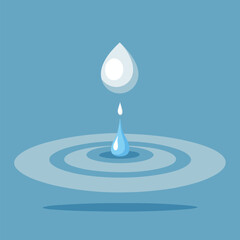 Water drop falling into rippling water falling water