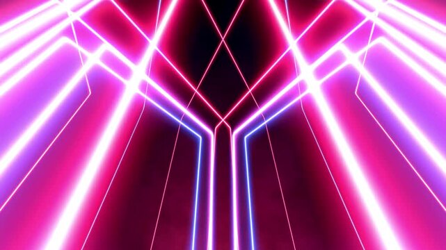 Flickering neon frame on an isolated black background. Ultraviolet Rectangle Seamless loop laser show 3d render box circle pattern 4k screens