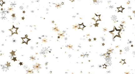 Elegant winter design with gold stars and snowflakes. Perfect for holidays, celebrations, and winter themes.