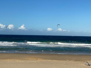kite surfing on the beach