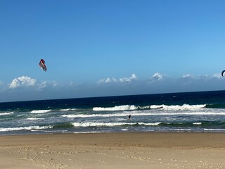 kite surfing on the beach