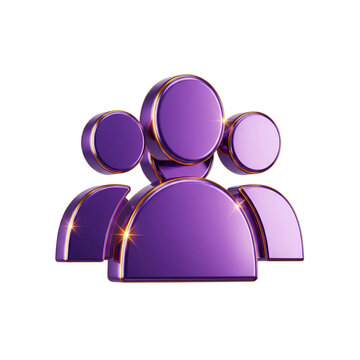Modern purple team icon with golden accents symbolizing collaboration and teamwork for social media, business presentations, and website designs