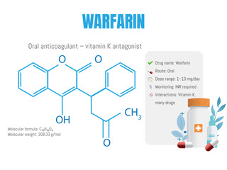 Warfarin oral anticoagulant molecule chemical structure and information