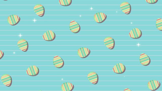 A playful and festive animation featuring colorful Easter eggs in a seamless pattern on a bright background