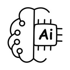Ai Brain doodle icon EPS 10 file
