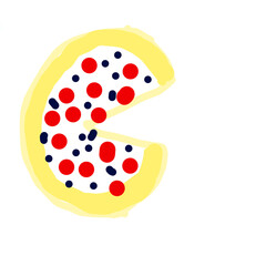 Blue pastel watercolor hand-drawn painted digital art cup sun mug pizza floral 