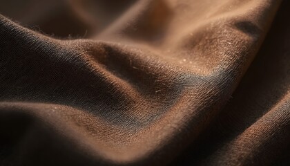 Fototapeta premium Close-up dark brown linen fabric texture background. Textile with detailed woven surface. Rustic canvas cloth, rough natural fiber material. Vintage detail, simple design for backgrounds, design