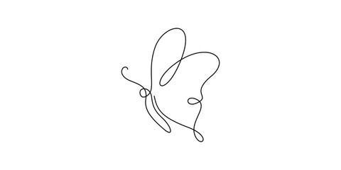 Continuous one line drawing of beautiful flying butterfly nature animal wildlife concept for beauty fashion spa vector illustration