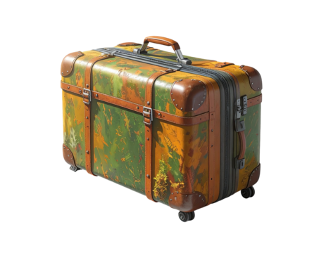 Vintage suitcase with leaf pattern