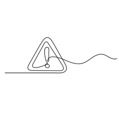 Danger sign  icon   continuous one line drawing of outline vector illustration 