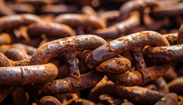 Close-up of rusty metal chain links - Powered by Adobe