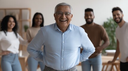 A multigenerational group shares a joyful moment, radiating warmth and connection within a bright, inviting home setting, capturing a sense of familial happiness and togetherness.