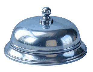 Polished, metallic service bell, reflective surface
