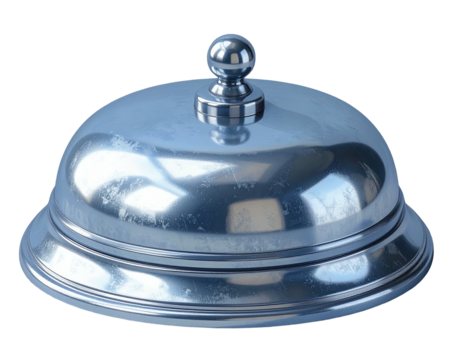 Polished, metallic service bell, reflective surface