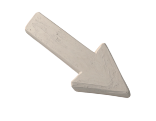 Light gray arrow pointing diagonally down and to the left.  It has a textured, slightly rough surface
