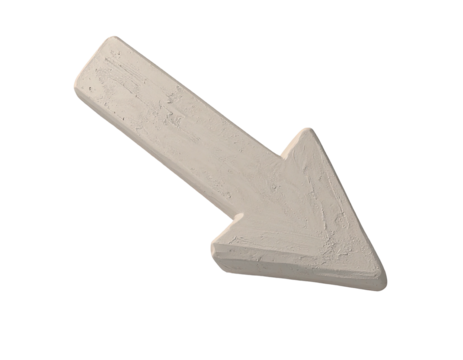 Light gray arrow pointing diagonally down and to the left.  It has a textured, slightly rough surface