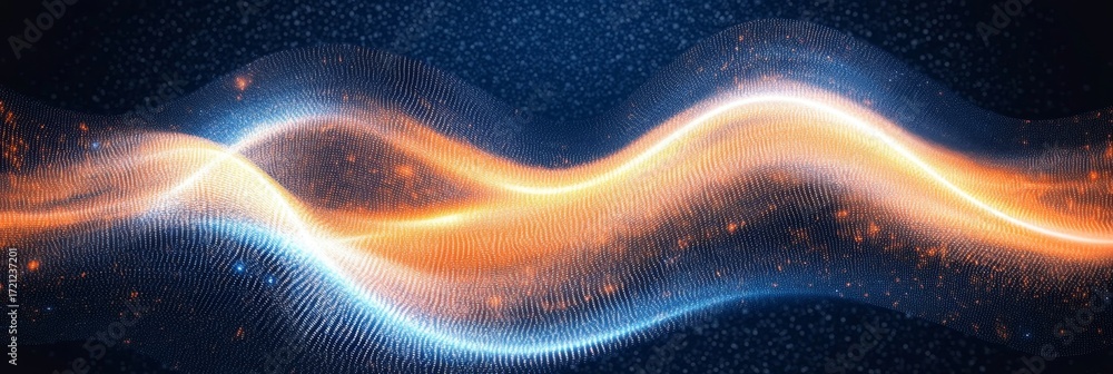 Canvas Prints vibrant digital wave forms abstract background in fluorescent orange with deep blue effects