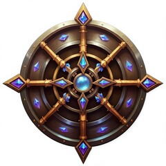 Obraz premium Circular Ornate Emblem with Blue Gems and Gold Accents