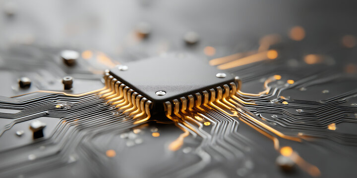 Futuristic 3D Quantum Computing Business Hub with Glowing Circuits and Strategic Algorithmic Decision Making Visualization