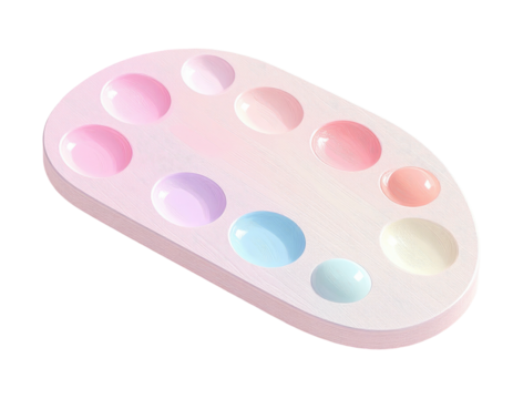 Oval-shaped palette with pastel-colored wells
