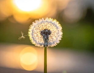 Dandelion at sunset, soft focus