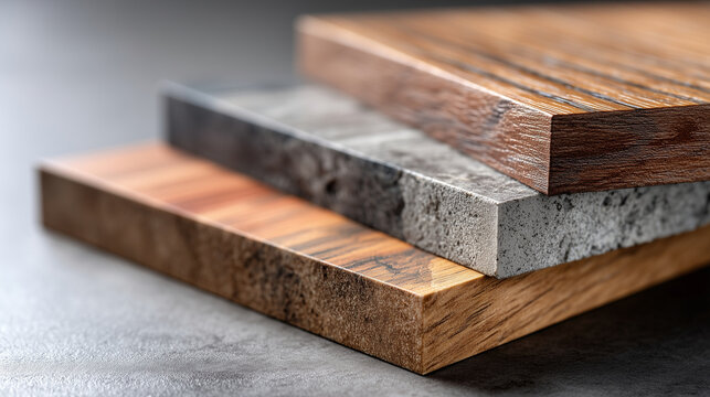 close up of profiles of premium metal coated in wood finish in a lifestyle setting, moody hues, elegant, modern corporate design - Powered by Adobe