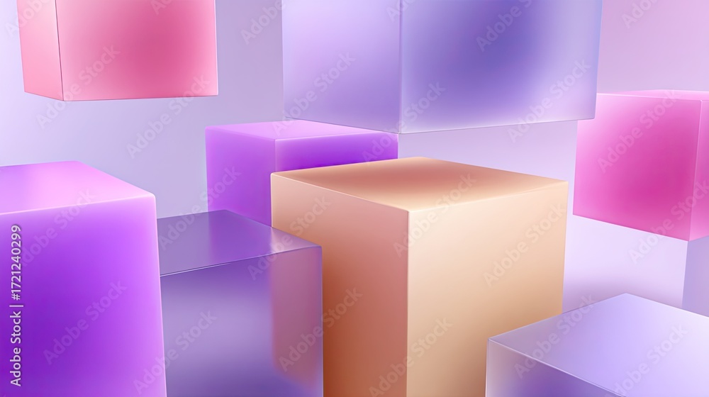 Aufkleber colorful translucent cubes in soft lighting creating a modern abstract background for design project