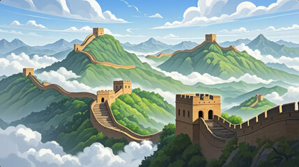 National Day Great Wall Illustration for a Patriotic Cultural Tourism Background