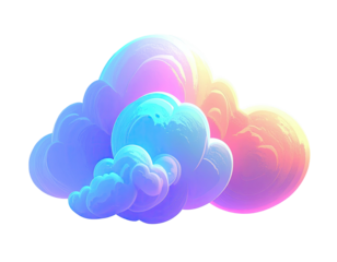 Abstract, vibrant cloud icon with pixelated edges, soft, pastel colors
