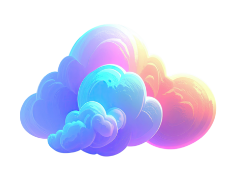 Abstract, vibrant cloud icon with pixelated edges, soft, pastel colors