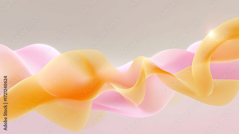 Poster abstract wave design in soft pastel colors with fluid motion in background for creative projects and