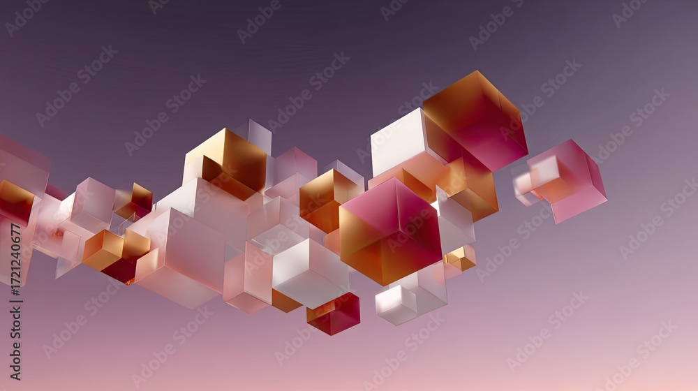 Aufkleber abstract colorful cubes floating in a soft gradient sky with vibrant hues and artistic design elemen